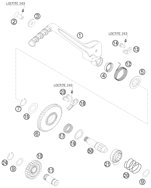 Despiece original completo de Pedal de arranque del modelo de KTM 530 EXC SIX.DAYS del año 2010
