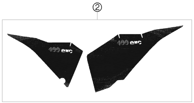 Despiece original completo de Kit gráficos del modelo de KTM 400 EXC del año 2009