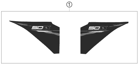 Despiece original completo de Kit gráficos del modelo de KTM 50 SX del año 2010
