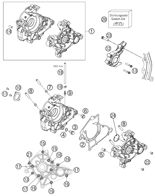 Despiece original completo de Carter del motor del modelo de KTM 50 SX del año 2011