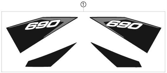 Despiece original completo de Kit gráficos del modelo de KTM 690 DUKE R del año 2010