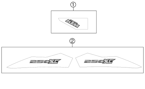 Despiece original completo de Kit gráficos del modelo de KTM 250 XC del año 2011