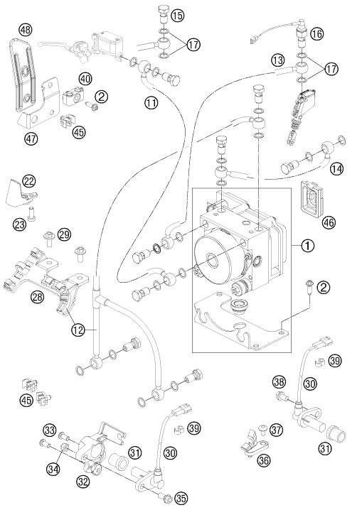 Despiece original completo de Sistema antibloqueo del modelo de KTM 990 ADVENTURE DAKAR EDITION del año 2011
