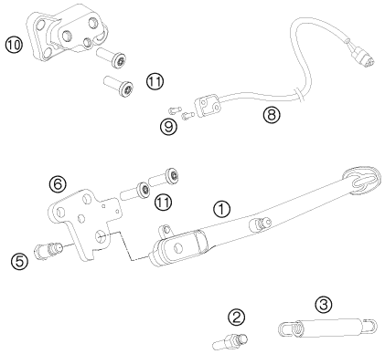 Despiece original completo de Caballete lateral / caballete central del modelo de KTM 990 SUPER DUKE BLACK del año 2011