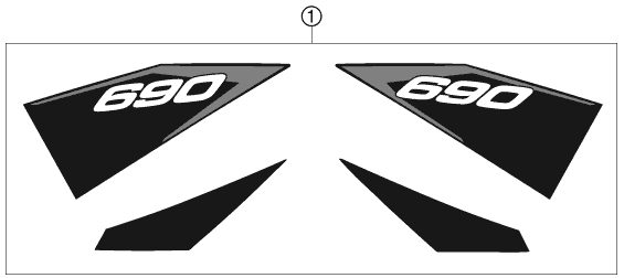 Despiece original completo de Kit gráficos del modelo de KTM 690 DUKE R del año 2011