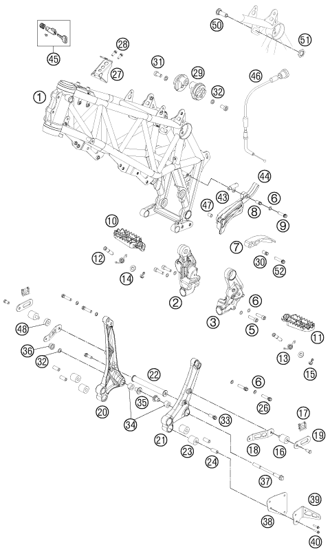 Despiece original completo de Chasis del modelo de KTM 450 RALLY FACTORY REPLICA del año 2014