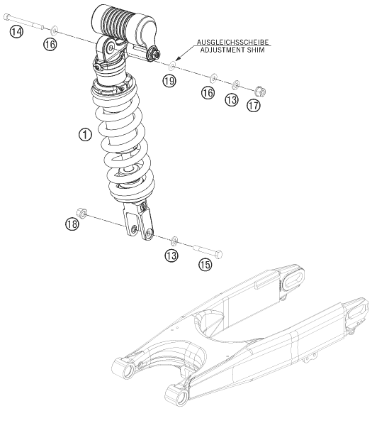 Despiece original completo de Amortiguador del modelo de KTM 450 RALLY FACTORY REPLICA del año 2011