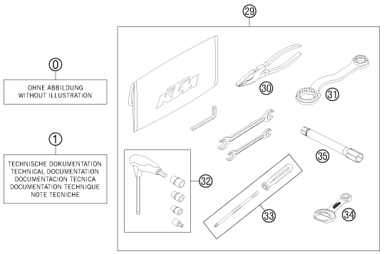 Despiece original completo de Paquete del modelo de KTM 450 RALLY FACTORY REPLICA del año 2014