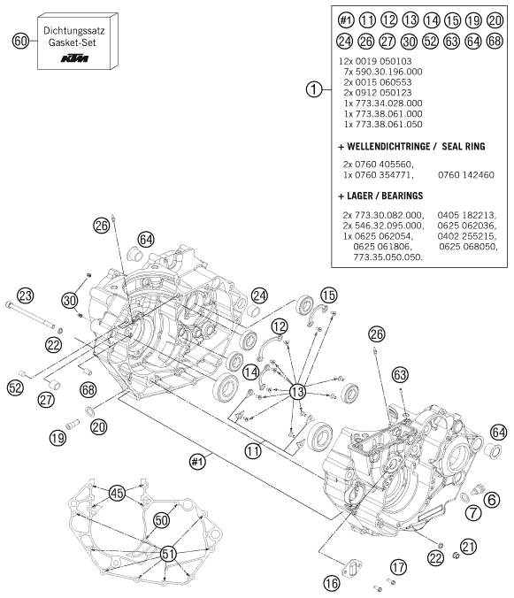 Despiece original completo de Carter del motor del modelo de KTM 450 RALLY FACTORY REPLICA del año 2011