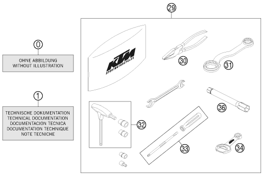 Despiece original completo de Paquete del modelo de KTM 690 ENDURO R del año 2012