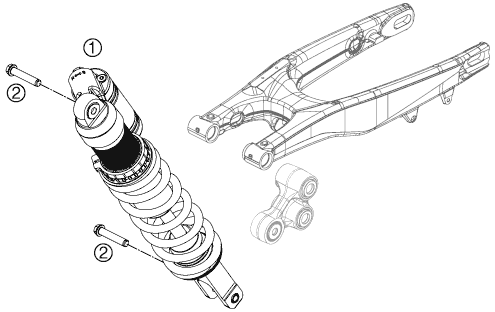 Despiece original completo de Amortiguador del modelo de KTM 250 SX-F del año 2011