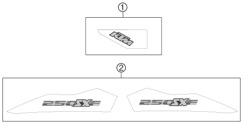 Despiece original completo de Kit gráficos del modelo de KTM 250 SX-F del año 2011