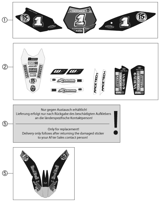 Despiece original completo de Kit gráficos del modelo de KTM 250 SX-F MUSQUIN REPLICA del año 2011