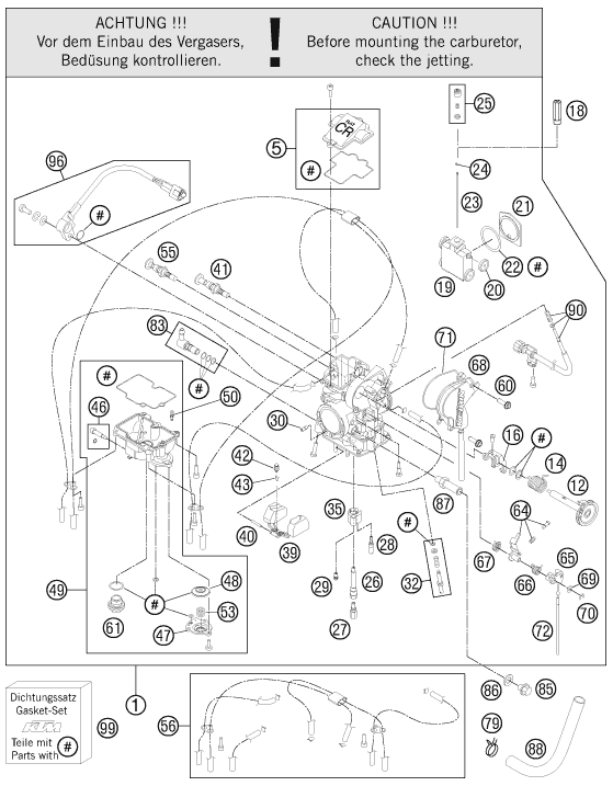 Despiece original completo de Carburador del modelo de KTM 525 XC ATV del año 2011