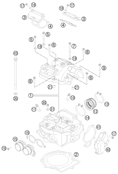 Despiece original completo de Culata de cilindros del modelo de KTM 525 XC ATV del año 2011