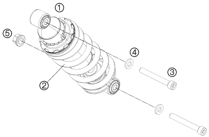 Despiece original completo de Amortiguador del modelo de KTM 200 DUKE ORANGE del año 2012