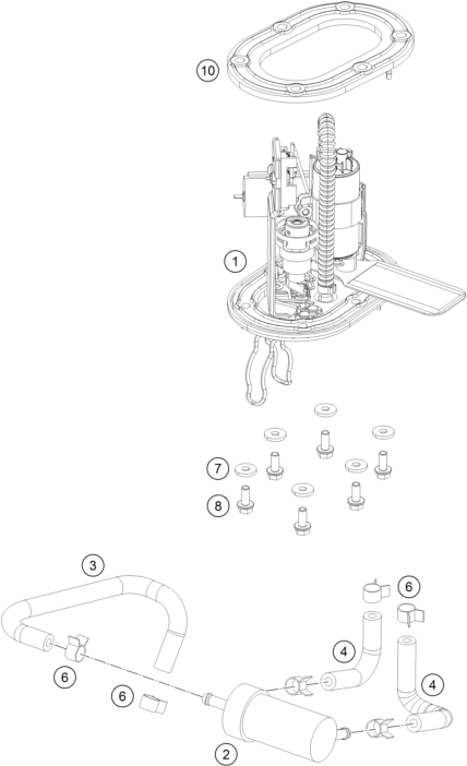 Despiece original completo de Bomba de combustible del modelo de KTM 200 DUKE WHITE ABS del año 2013