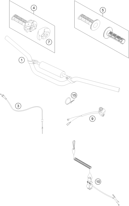 Despiece original completo de Manillar, mandos del modelo de KTM 50 SX MINI del año 2014