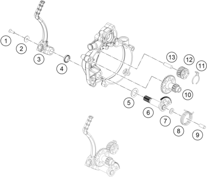 Despiece original completo de Pedal de arranque del modelo de KTM 50 SX MINI del año 2012