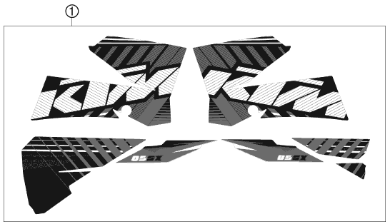 Despiece original completo de Kit gráficos del modelo de KTM 85 SXS 17 14 del año 2012