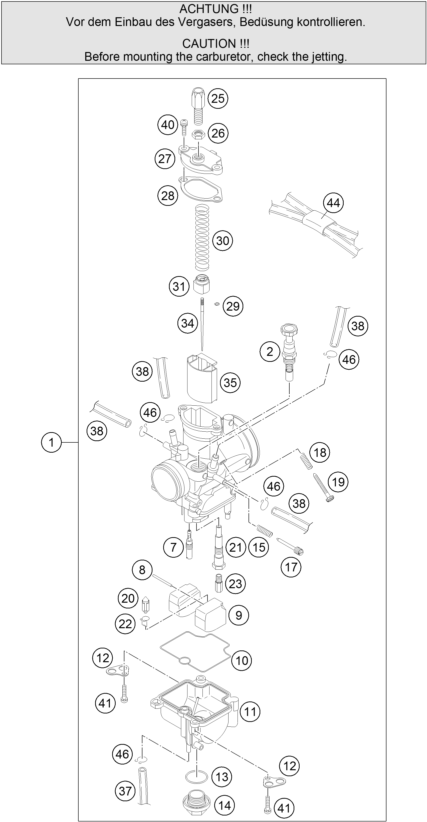 Despiece original completo de Carburador del modelo de KTM 85 SXS 17 14 del año 2012