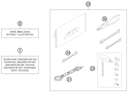 Despiece original completo de Paquete del modelo de KTM 125 SX del año 2014