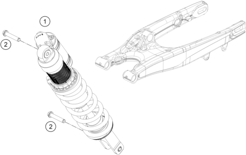 Despiece original completo de Amortiguador del modelo de KTM 250 EXC-F SIX DAYS del año 2016