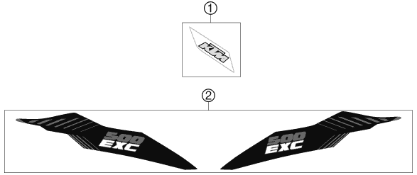 Despiece original completo de Kit gráficos del modelo de KTM 500 EXC del año 2012