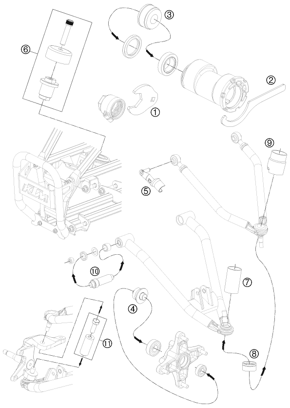 Despiece original completo de Herramienta especiale (parte ciclo) del modelo de KTM 525 XC ATV del año 2012