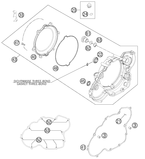 Despiece original completo de Tapa de embrague del modelo de KTM 525 XC ATV del año 2012