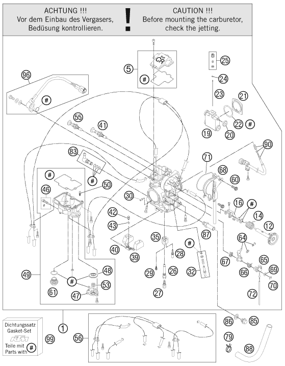 Despiece original completo de Carburador del modelo de KTM 525 XC ATV del año 2012