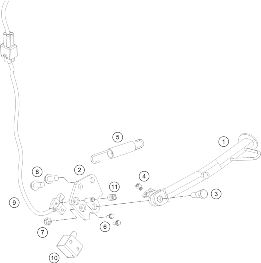 Despiece original completo de Caballete lateral / caballete central del modelo de KTM 125 DUKE GREY del año 2012
