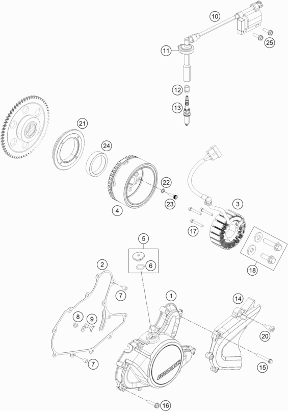 Despiece original completo de Sistema de encendido del modelo de KTM 125 DUKE WHITE ABS del año 2014