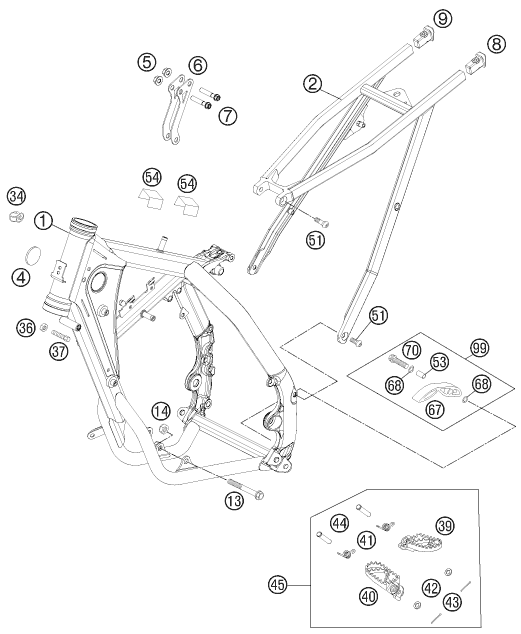 Despiece original completo de Chasis del modelo de KTM 85 SX 19 16 del año 2013