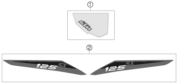 Despiece original completo de Kit gráficos del modelo de KTM 125 SX del año 2013