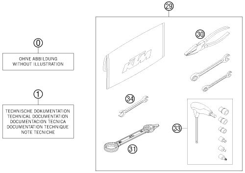 Despiece original completo de Paquete del modelo de KTM 125 EXC  SIX-DAYS del año 2014