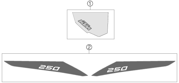 Despiece original completo de Kit gráficos del modelo de KTM 250 XC del año 2013