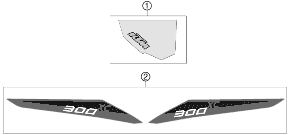 Despiece original completo de Kit gráficos del modelo de KTM 300 XC del año 2013