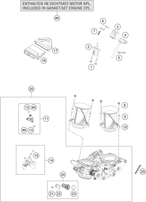 Despiece original completo de Cuerpo de la válvula de mariposa del modelo de KTM 1190 ADVENTURE ABS GREY del año 2015