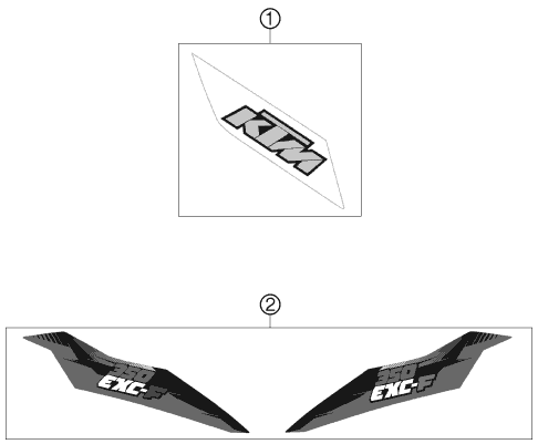 Despiece original completo de Kit gráficos del modelo de KTM 350 EXC-F del año 2013