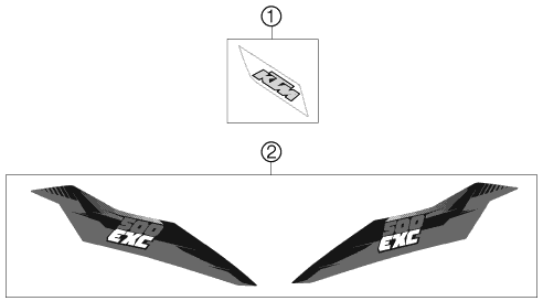 Despiece original completo de Kit gráficos del modelo de KTM 500 EXC del año 2013