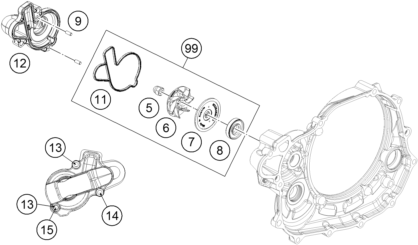 Despiece original completo de Bomba de agua del modelo de KTM 450 SX-F FACTORY EDITION del año 2013