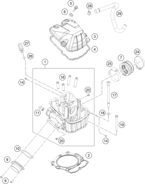 Despiece original completo de Culata de cilindros del modelo de KTM 450 SX-F FACTORY EDITION del año 2013