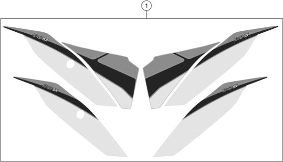 Despiece original completo de Kit gráficos del modelo de KTM 50 SX MINI del año 2014