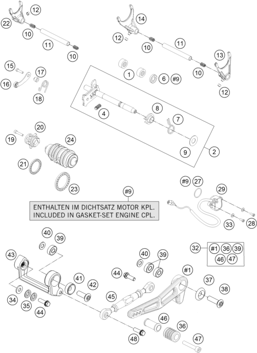 Despiece original completo de Selección de las marchas del modelo de KTM 1290 SUPERDUKE R S.E. ABS del año 2016