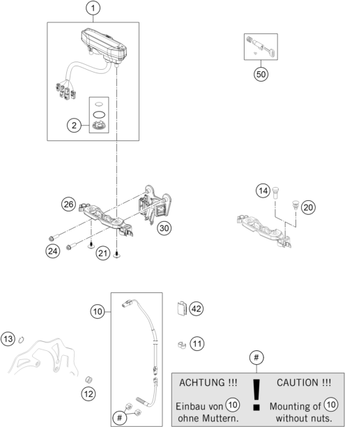 Despiece original completo de Instrumentos / sistema de cierre del modelo de KTM 300 EXC FACTORY EDITION del año 2015