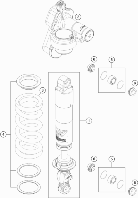 Despiece original completo de Amortiguador del modelo de KTM 1290 SUPER ADVENTURE WH ABS del año 2016
