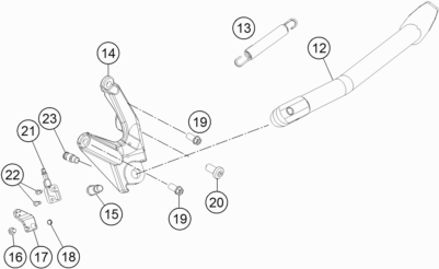 Despiece original completo de Caballete lateral / caballete central del modelo de KTM 1050 ADVENTURE ABS del año 2016