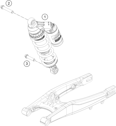 Despiece original completo de Amortiguador del modelo de KTM FREERIDE E-SX del año 2014