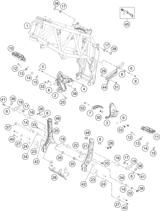 Despiece original completo de Chasis del modelo de KTM 450 RALLY FACTORY REPLICA del año 2015